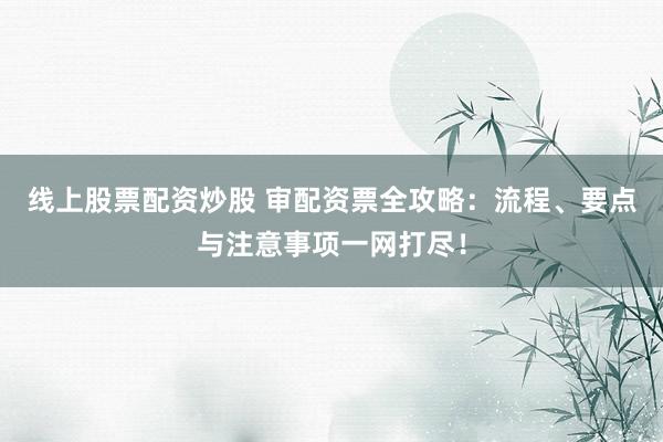 线上股票配资炒股 审配资票全攻略：流程、要点与注意事项一网打尽！