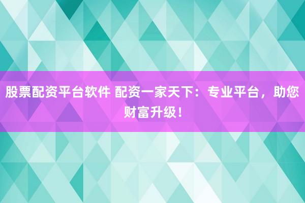 股票配资平台软件 配资一家天下：专业平台，助您财富升级！