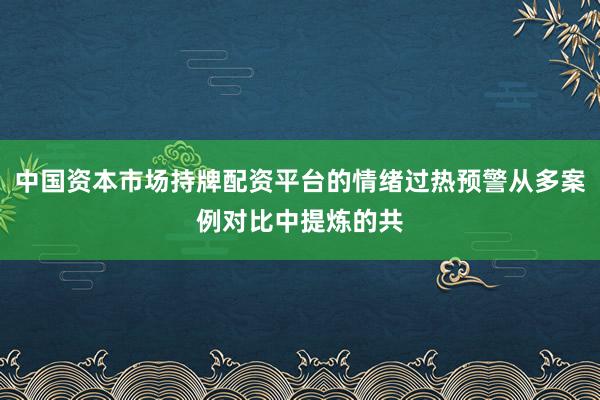 中国资本市场持牌配资平台的情绪过热预警从多案例对比中提炼的共